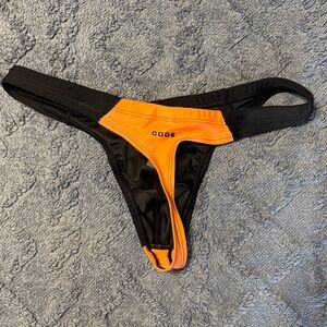 CODE Orange & Black mens swim thong